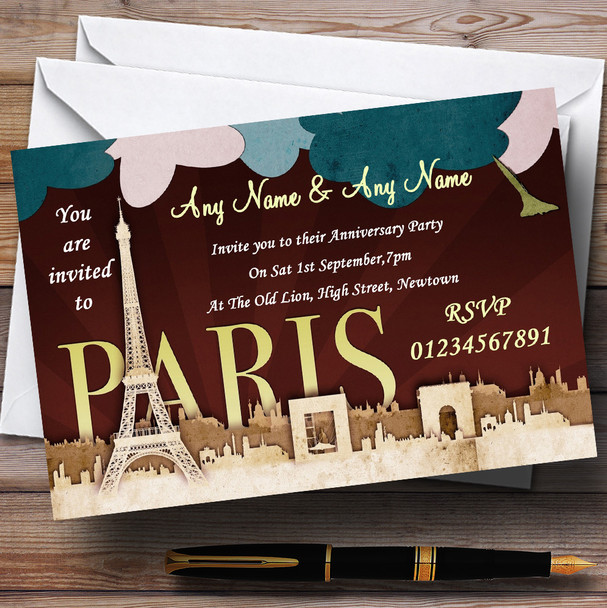 Paris Chic Wedding Anniversary Party Customised Invitations