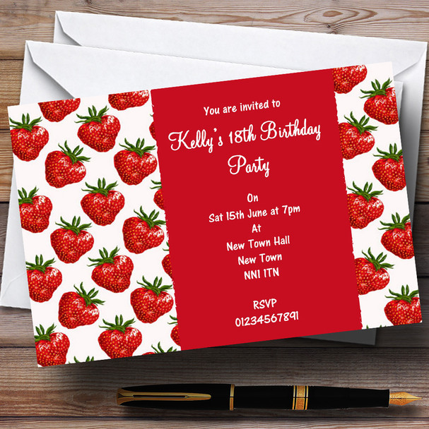 Strawberry Vintage Tea Red Customised Party Invitations