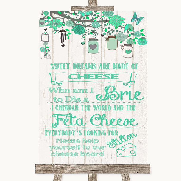 Green Rustic Wood Cheese Board Song Customised Wedding Sign