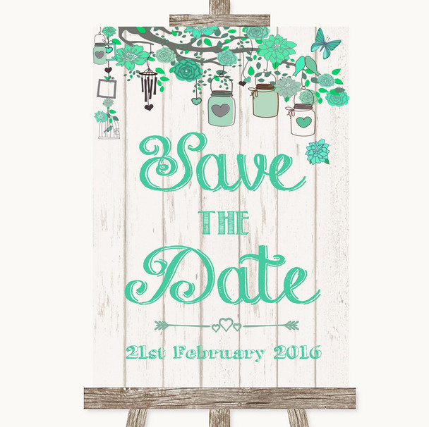 Green Rustic Wood Save The Date Customised Wedding Sign