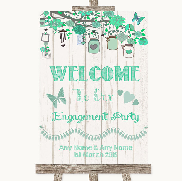 Green Rustic Wood Welcome To Our Engagement Party Customised Wedding Sign