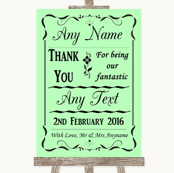 Green Thank You Bridesmaid Page Boy Best Man Customised Wedding Sign