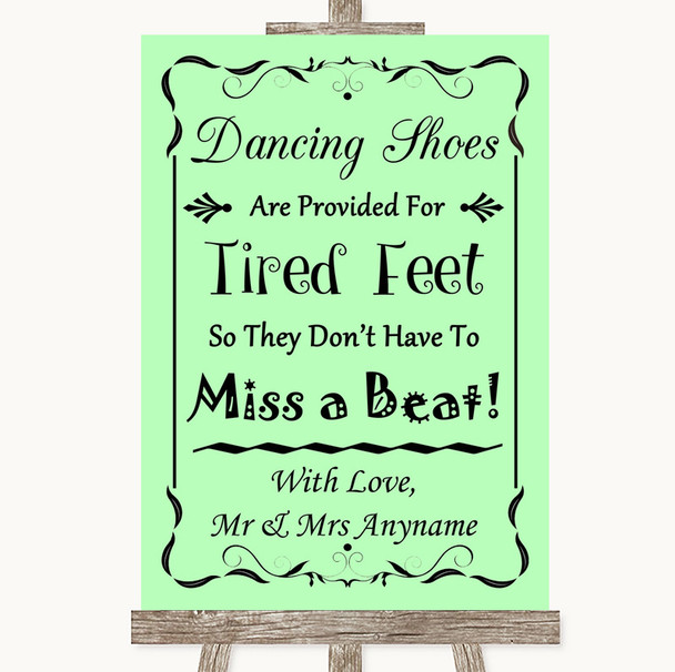 Green Dancing Shoes Flip-Flop Tired Feet Customised Wedding Sign