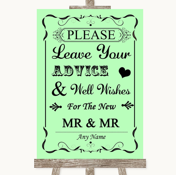 Green Guestbook Advice & Wishes Gay Customised Wedding Sign