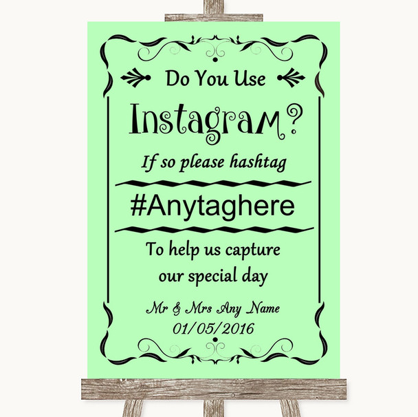 Green Instagram Photo Sharing Customised Wedding Sign