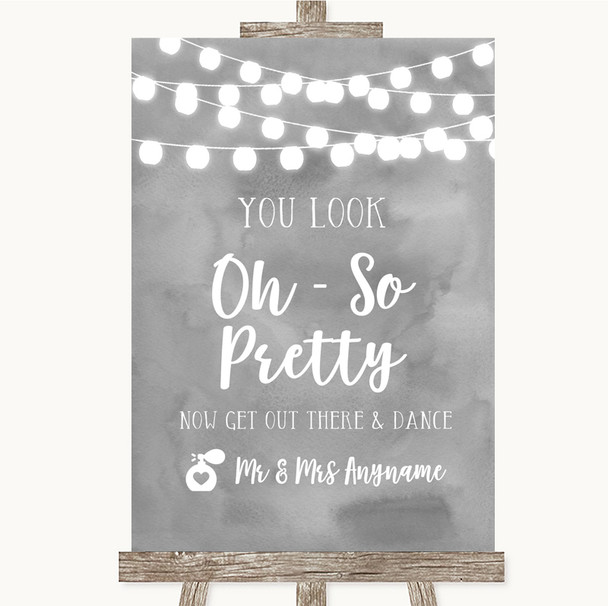 Grey Watercolour Lights Toilet Get Out & Dance Customised Wedding Sign