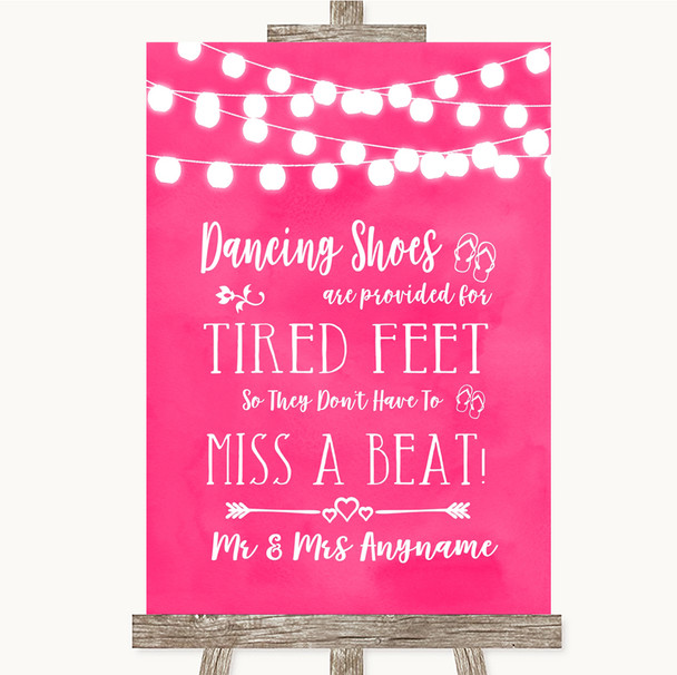 Hot Fuchsia Pink Lights Dancing Shoes Flip-Flop Tired Feet Wedding Sign