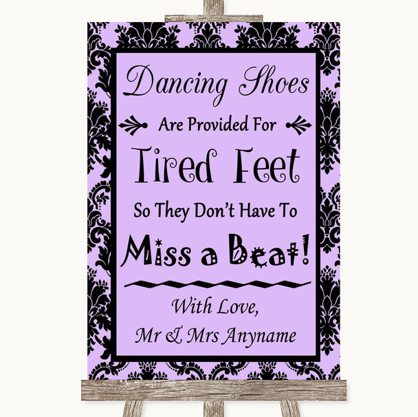 Lilac Damask Dancing Shoes Flip-Flop Tired Feet Customised Wedding Sign