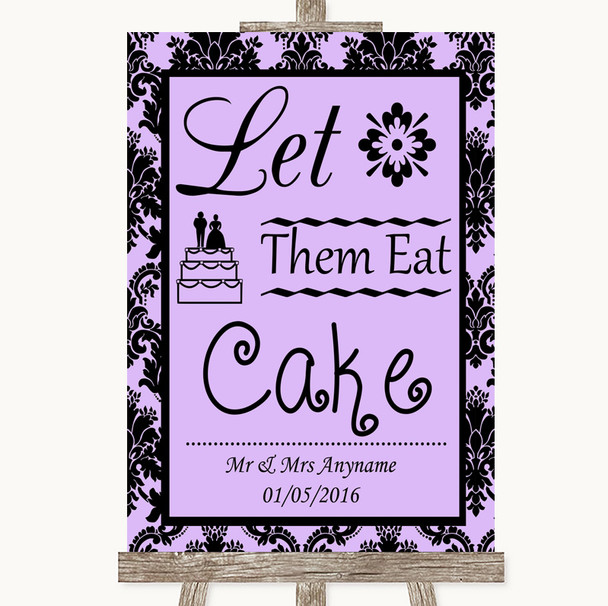 Lilac Damask Let Them Eat Cake Customised Wedding Sign