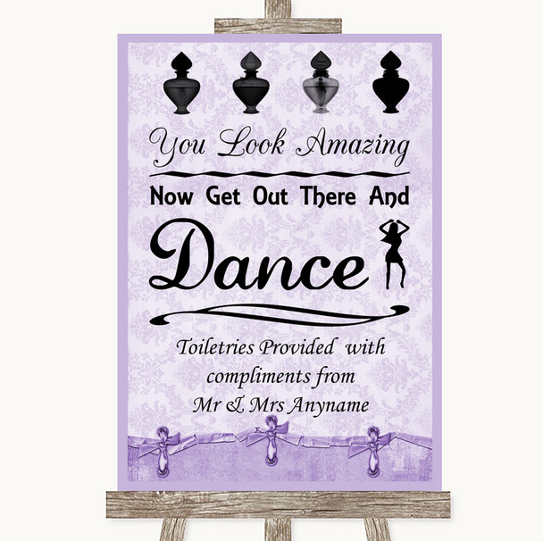 Lilac Shabby Chic Toiletries Comfort Basket Customised Wedding Sign