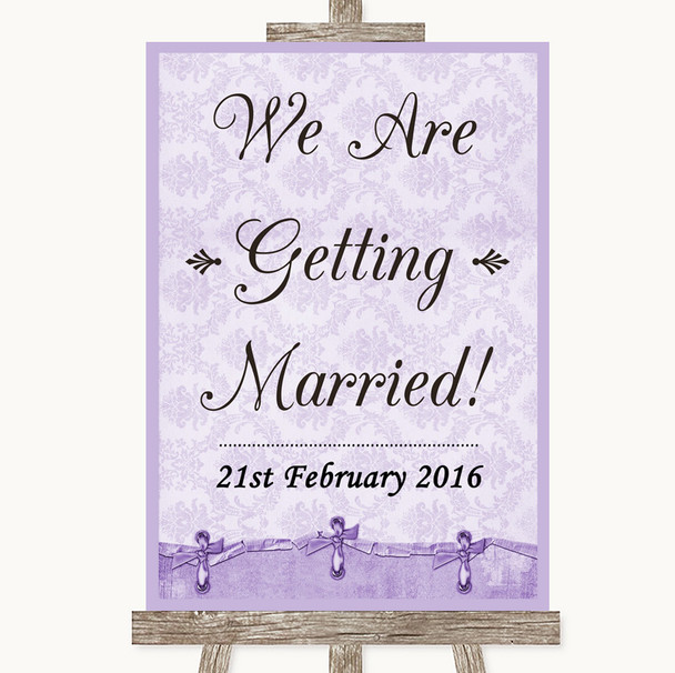 Lilac Shabby Chic We Are Getting Married Customised Wedding Sign