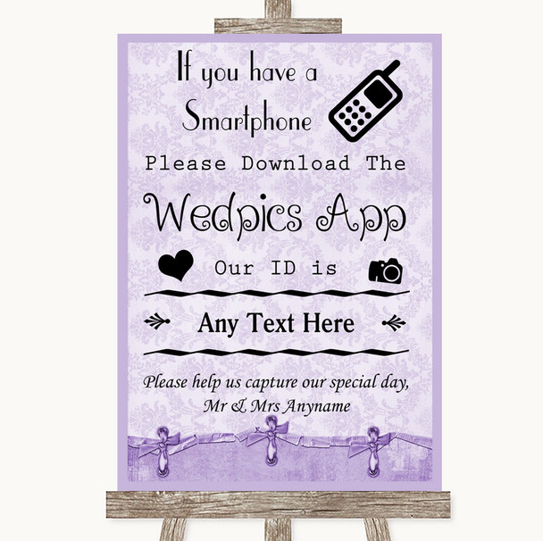 Lilac Shabby Chic Wedpics App Photos Customised Wedding Sign