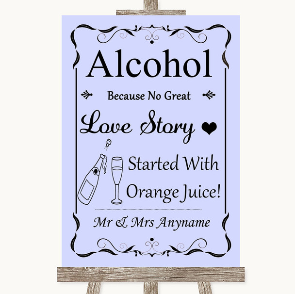 Lilac Alcohol Bar Love Story Customised Wedding Sign