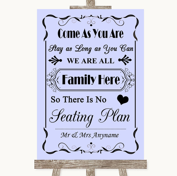 Lilac All Family No Seating Plan Customised Wedding Sign