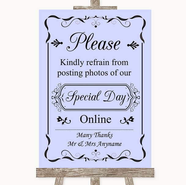Lilac Don't Post Photos Online Social Media Customised Wedding Sign