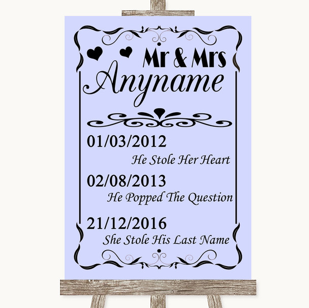 Lilac Important Special Dates Customised Wedding Sign