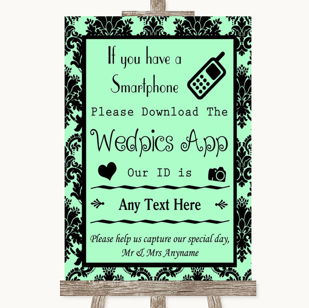 Mint Green Damask Wedpics App Photos Customised Wedding Sign