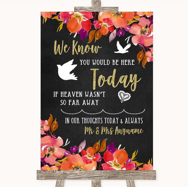 Pink Coral Orange & Purple Loved Ones In Heaven Customised Wedding Sign