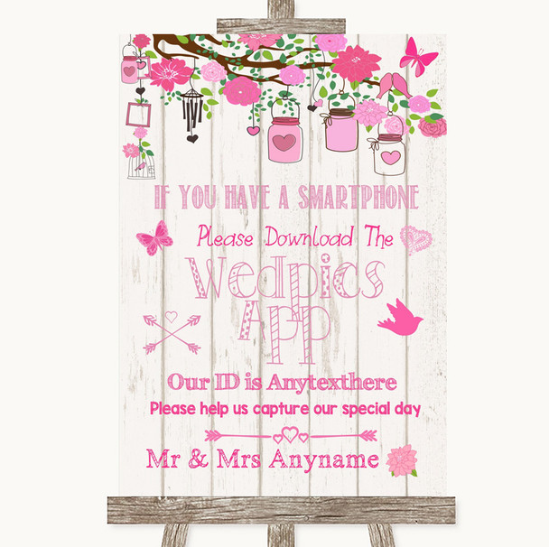 Pink Rustic Wood Wedpics App Photos Customised Wedding Sign