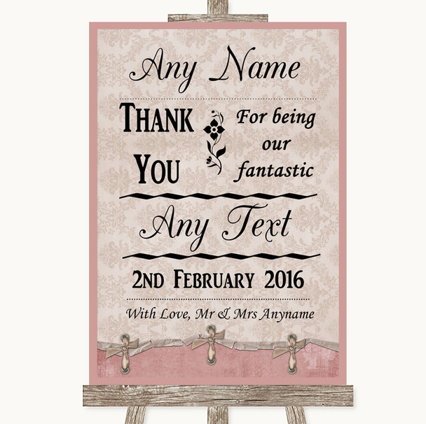 Pink Shabby Chic Thank You Bridesmaid Page Boy Best Man Wedding Sign