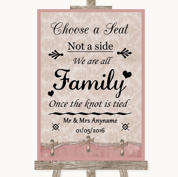 Pink Shabby Chic Choose A Seat We Are All Family Customised Wedding Sign Pink Shabby Chic Choose A Seat We Are All Family Customised Wedding Sign