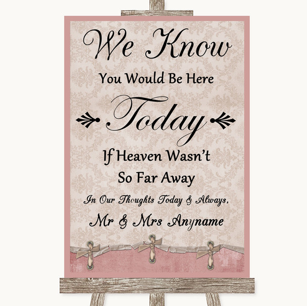 Pink Shabby Chic Loved Ones In Heaven Customised Wedding Sign