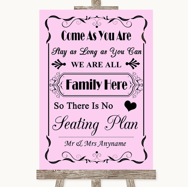 Pink All Family No Seating Plan Customised Wedding Sign