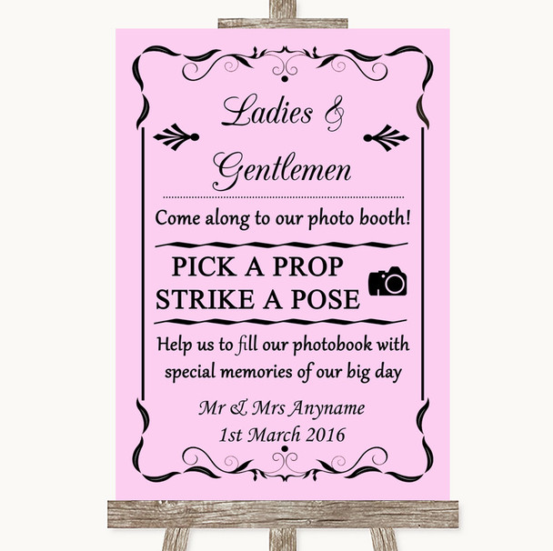 Pink Pick A Prop Photobooth Customised Wedding Sign