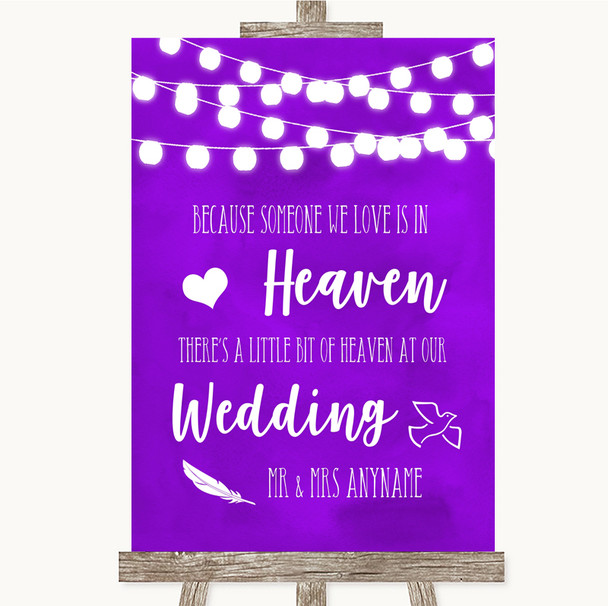 Purple Watercolour Lights Heaven Loved Ones Customised Wedding Sign