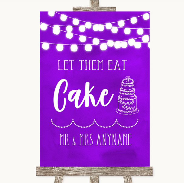 Purple Watercolour Lights Let Them Eat Cake Customised Wedding Sign Purple Watercolour Lights Let Them Eat Cake Customised Wedding Sign
