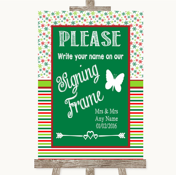 Red & Green Winter Signing Frame Guestbook Customised Wedding Sign