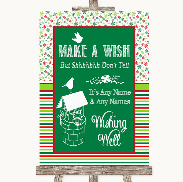 Red & Green Winter Wishing Well Message Customised Wedding Sign