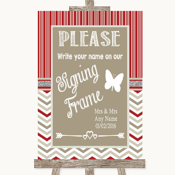 Red & Grey Winter Signing Frame Guestbook Customised Wedding Sign
