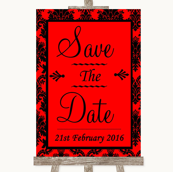 Red Damask Save The Date Customised Wedding Sign