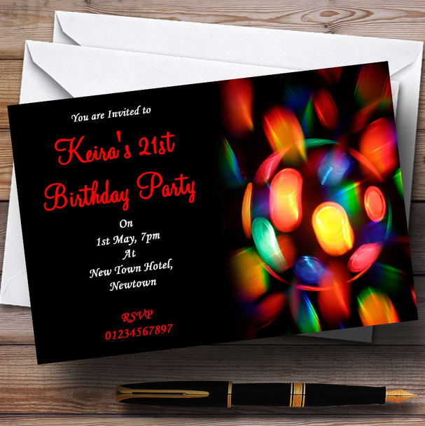 Disco Lights Customised Party Invitations