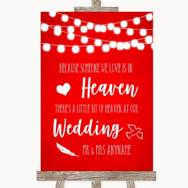 Red Watercolour Lights Heaven Loved Ones Customised Wedding Sign