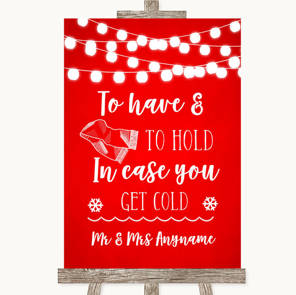 Red Watercolour Lights Wedding Blanket Scarf Customised Wedding Sign