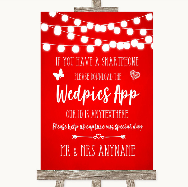Red Watercolour Lights Wedpics App Photos Customised Wedding Sign