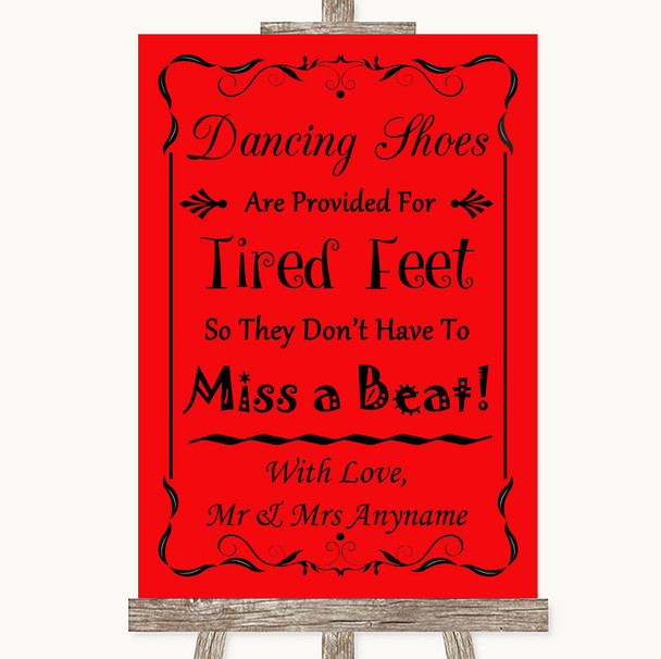 Red Dancing Shoes Flip-Flop Tired Feet Customised Wedding Sign