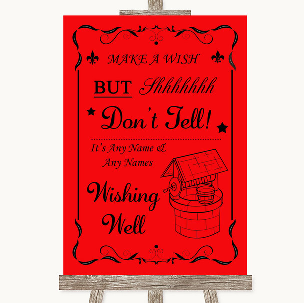 Red Wishing Well Message Customised Wedding Sign