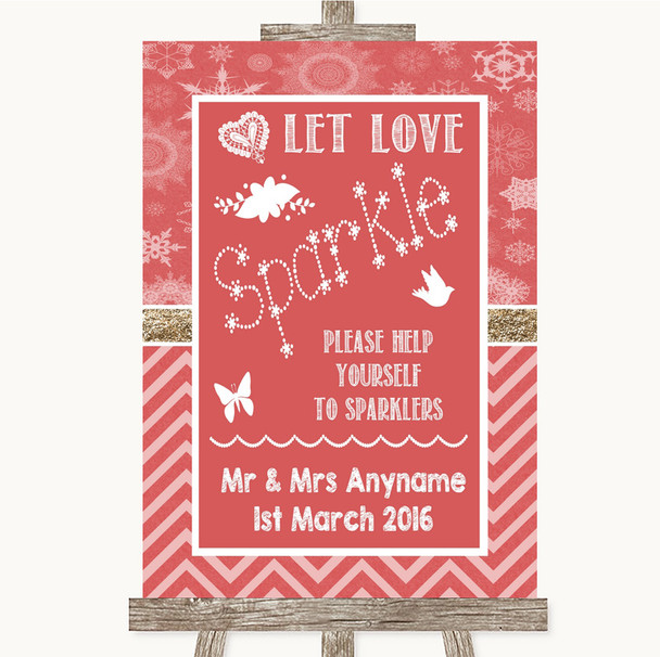 Red Winter Let Love Sparkle Sparkler Send Off Customised Wedding Sign