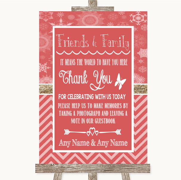 Red Winter Photo Guestbook Friends & Family Customised Wedding Sign