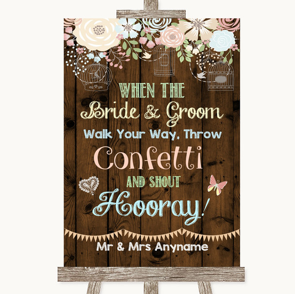 Rustic Floral Wood Confetti Customised Wedding Sign