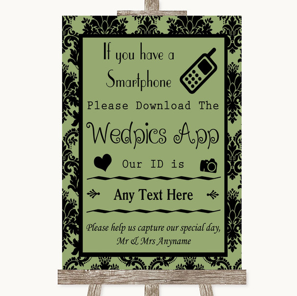 Sage Green Damask Wedpics App Photos Customised Wedding Sign