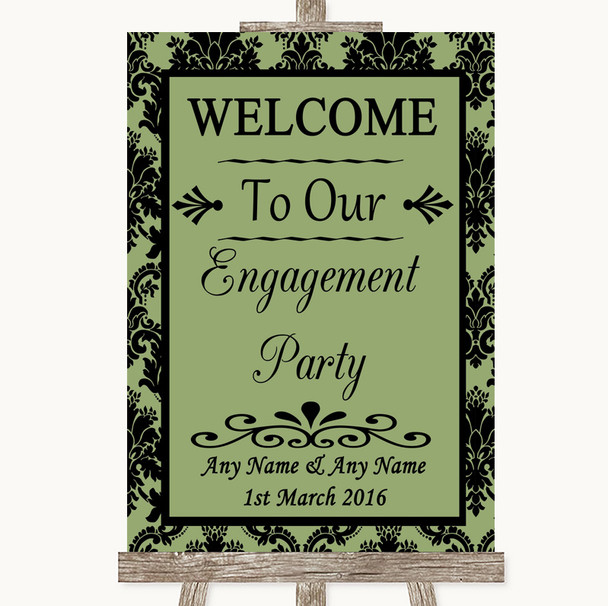 Sage Green Damask Welcome To Our Engagement Party Customised Wedding Sign Sage Green Damask Welcome To Our Engagement Party Customised Wedding Sign