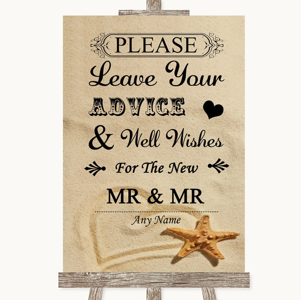 Sandy Beach Guestbook Advice & Wishes Gay Customised Wedding Sign