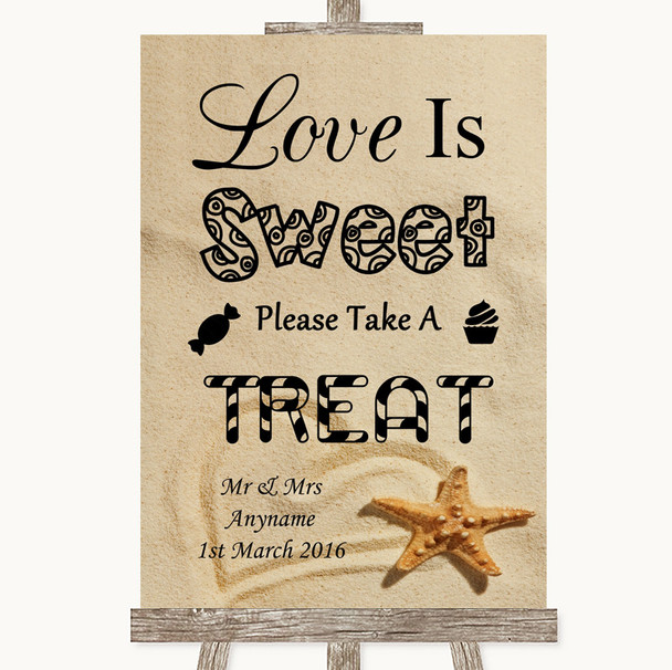 Sandy Beach Love Is Sweet Take A Treat Candy Buffet Customised Wedding Sign