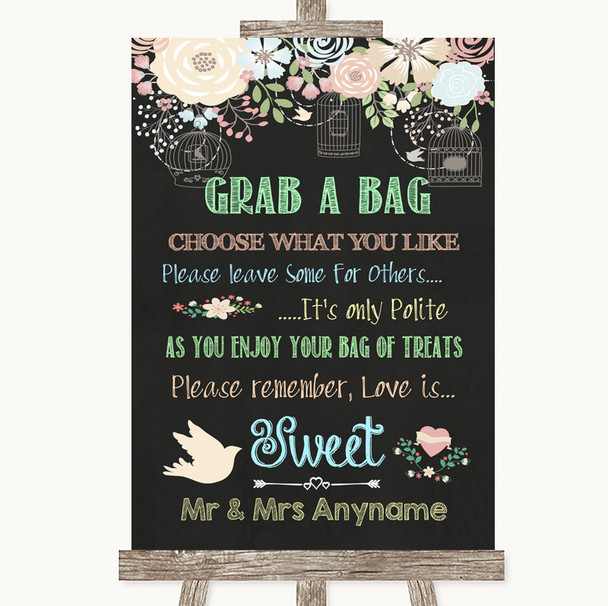 Shabby Chic Chalk Grab A Bag Candy Buffet Cart Sweets Customised Wedding Sign