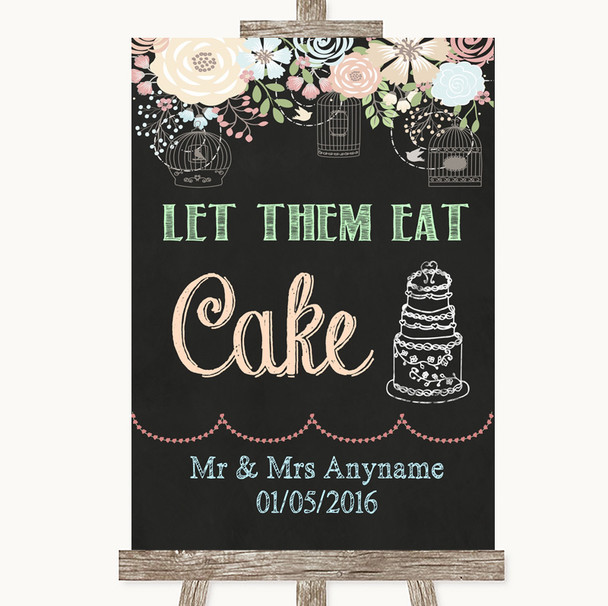 Shabby Chic Chalk Let Them Eat Cake Customised Wedding Sign