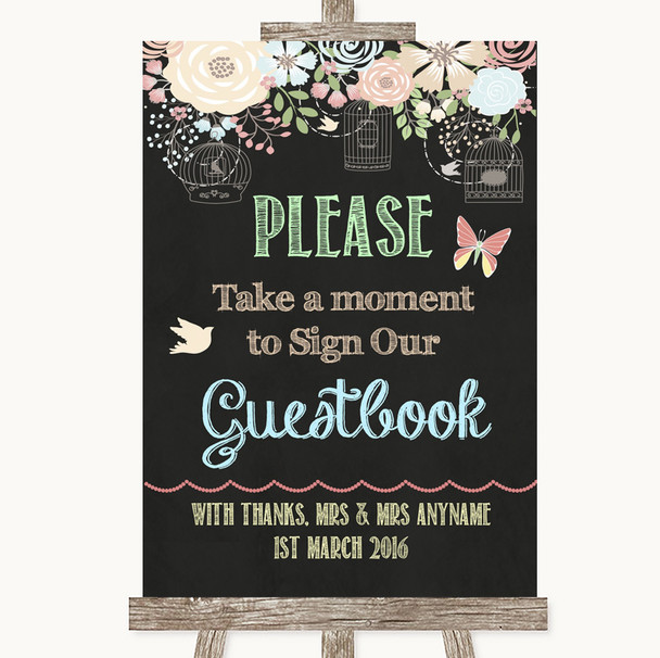 Shabby Chic Chalk Take A Moment To Sign Our Guest Book Customised Wedding Sign